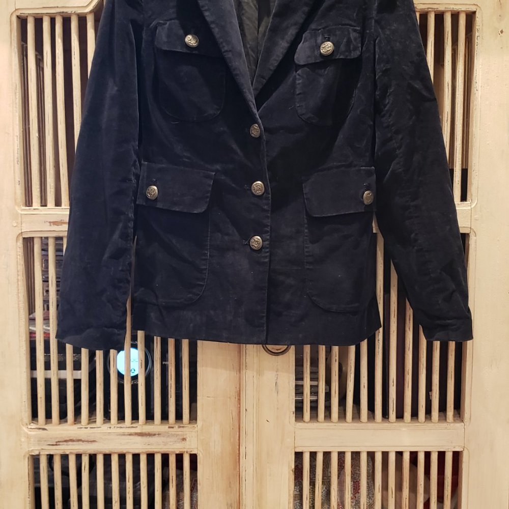 London Jean Black Velvet blazer with bronze buttons - Picture 3 of 15